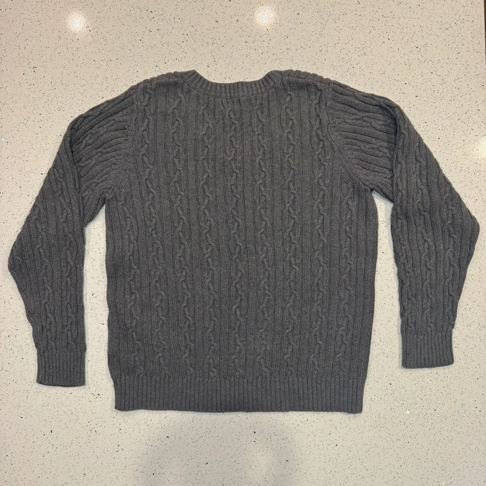 Croft & Barrow Womens Charcoal V-Neck Sweater thick cable knit